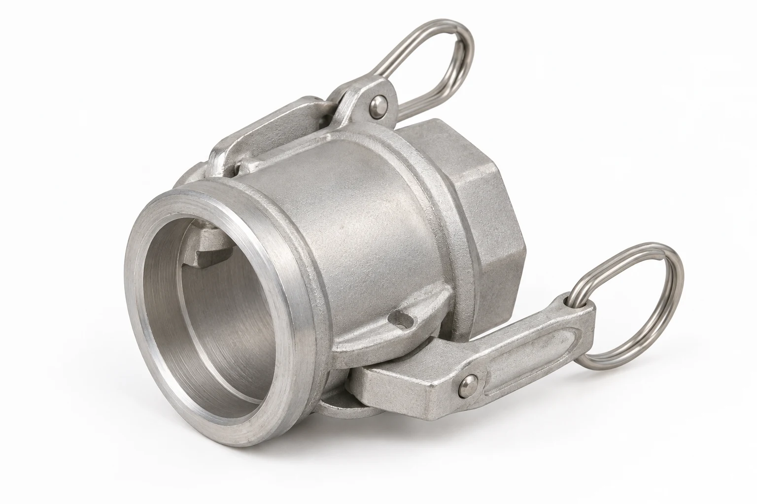Złącze camlock 35 mm damskie 5/4” gw. wew. - zdjęcie katalogowe na jasnym tle, pozycja ustawiona tak, żeby widać było gwinty i przyłącza; obok złączka albo linijka jako skala. Kod 0426.