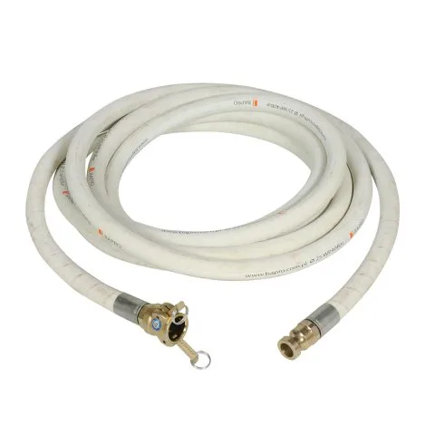 Wąż materiałowy 25mm zakuty hydraulicznie zawiera złącza tynkarskie męskie obrotowe i damskie z dwoma zapinkami - parametr 10 metrów
